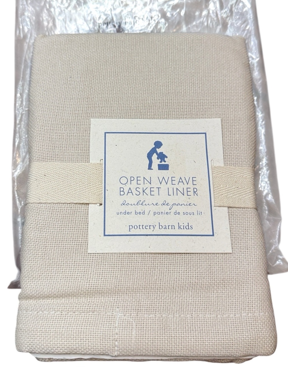 Pottery Barn Kids Open Weave Under Bed Basket Liner Cream NWT